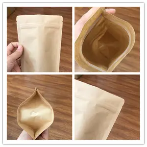 Paper Packaging Bag Stock Brown Kraft Paper Packaging Ziplock Bag Doypack With Window