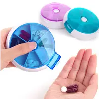 Forma redonda semanal de plástico caja de la píldora de 7 días portátil pastilla caja de la píldora de