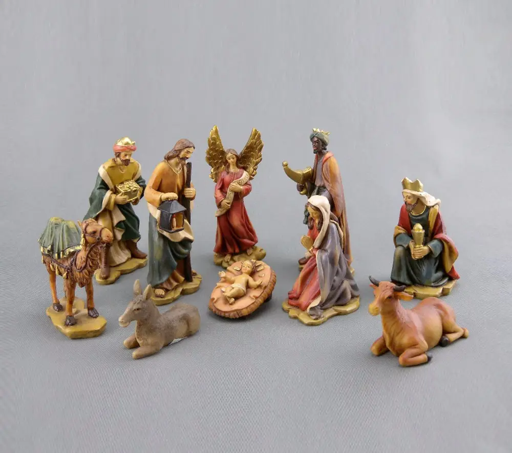 골동품 Polyresin 크리스마스 Nativity10-Piece 입상 세트, 수지 성탄 장면 인형