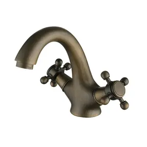 Aquadis Single Hole Dual Cross Handles Kitchen Sink Faucet antique Finish