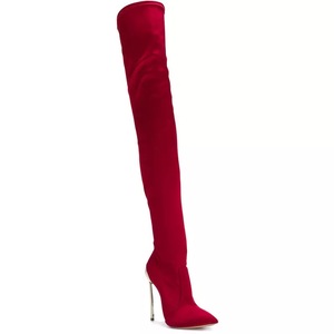 Signore di modo Calzature Raso Alti Stiletto Stretch Stivali Scarpe Da <span class=keywords><strong>Donna</strong></span> In Metallo Punta a punta Stivali Tacco Alto Sopra Il Ginocchio OEM - Product Image 5