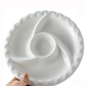 Ceramic round serving food divide dessert plate