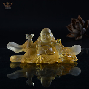 Estatua de Buda Sonriente de Cristal Esmaltado de Colores Liuli <span class=keywords><strong>Maitreya</strong></span>: Todo Va Bien - Product Image 1