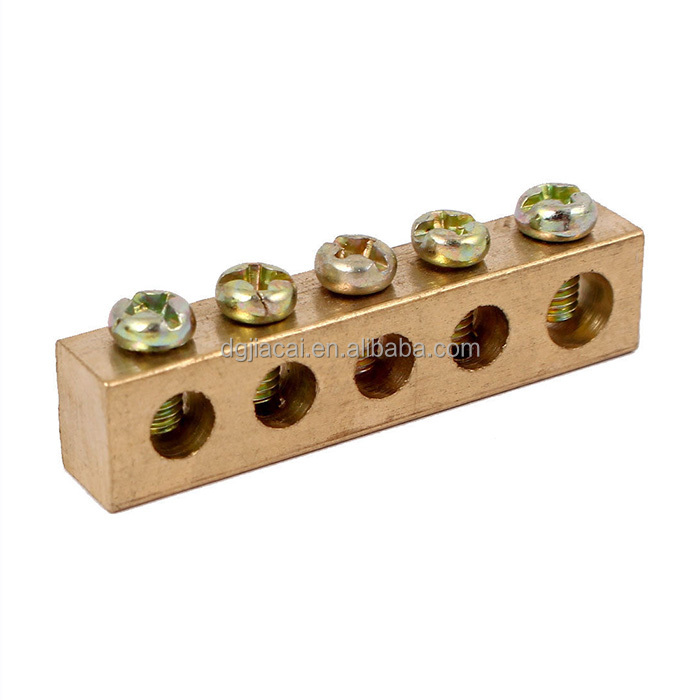 5 отверстий, Однорядный Электрический провод, винтовой терминал, заземление, медь, нейтральный стержень