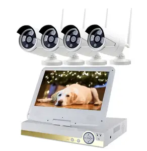 Cámara ip de visión nocturna para exteriores, sistema de cctv, wifi, 1080p, hd, inalámbrica, kit de cctv con pantalla led, 4 canales