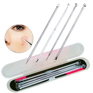 Wellflyer ARN-002 4-In-1 Professionele Puistje Extractor Acne Comedone Removal Tool Set Mee-Eter Remover Kit