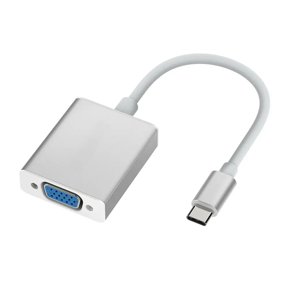 Aluminum Alloy USB-C TO VGA Cable Adapter TYPE C TO VGA 1080p