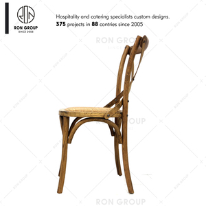 Muebles apilables para Banquete de Hotel, muebles de comedor de madera maciza con respaldo cruzado de ratán, tipo Tuscania, OEM, venta al por mayor - Product Image 3