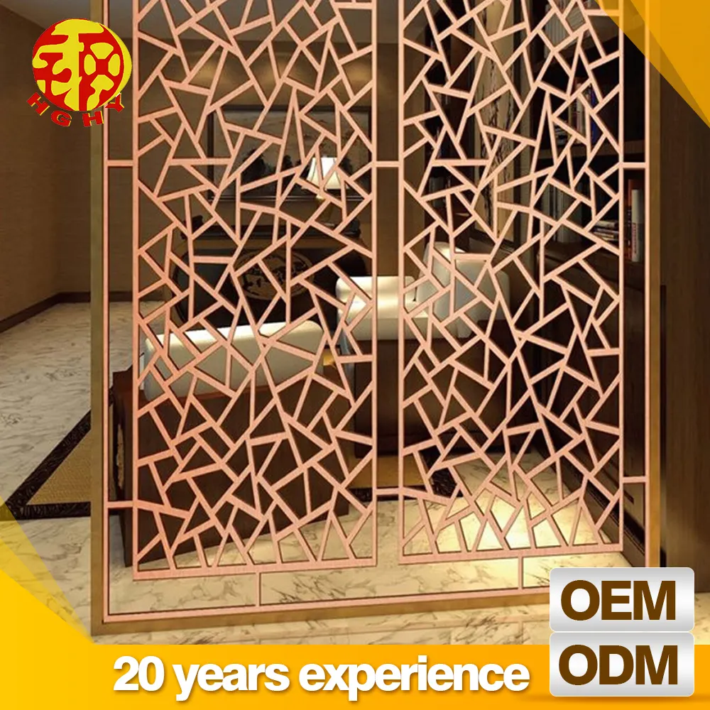 Trung Quốc Panel Cà Phê Vàng Phòng Khách Phân Vùng Thiết Kế Khách Sạn Gương Custom Made Room Divider