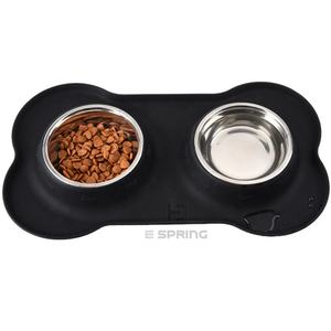 S ukuran mangkuk anjing baja tahan karat dengan alas silikon antiselip tugas berat antikunyah ramah lingkungan tempat makan air makanan hewan peliharaan - Product Image 2