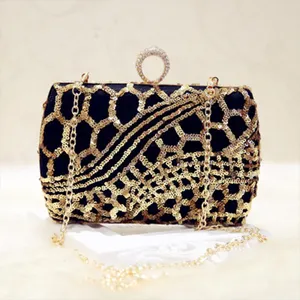 Fancy banquet gold sequins handbag woman clutch evening bag