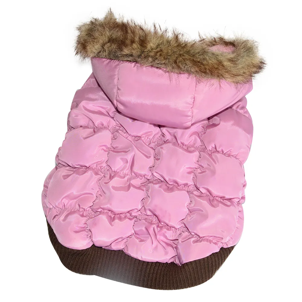 Ontwerp speciale huisdier producten internationale kleren xxl roze hond winter jas met hood
