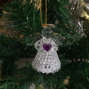 Ornamento di angelo in vetro fatto a mano con angelo di vetro con decorazione appesa all'albero regalo di natale leggero - Product Image 6