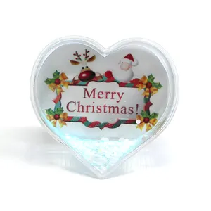 थोक christma सजावट बर्फ ग्लोब-क्रिसमस उपहार घर सजावट डेस्कटॉप दिल के आकार के फोटो फ्रेम स्नोबॉल प्लास्टिक बर्फ ग्लोब