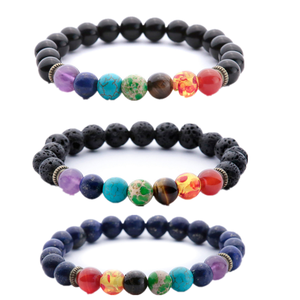 La meilleure vente personnalisé 8mm coloré 7 <span class=keywords><strong>chakra</strong></span> pierre naturelle perle bracelet hommes bracelet - Product Image 1