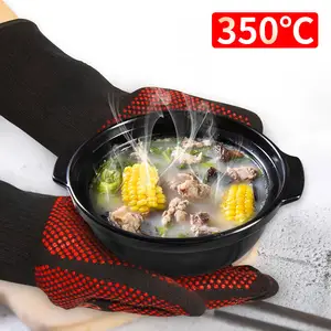 Seeway 662F Hitze beständige Handschuhe mit rutsch fester Silikon beschichtung für Küchen grill Grillen Kochen sicher
