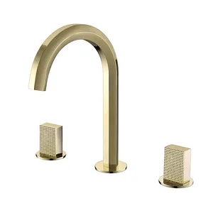 Deck mounted Gold plating Brass bathroom basin faucet