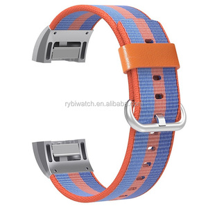 Para <span class=keywords><strong>Fitbit</strong></span> carga 2 bandas, prima woven nylon ajustable correa de repuesto con conector de metal para carga 2 mujeres hombres - Product Image 2