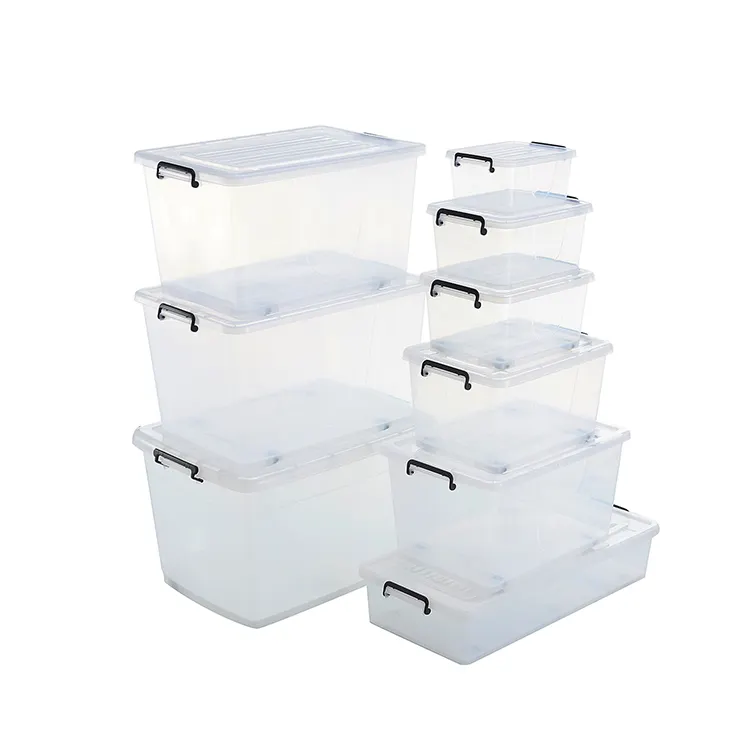 5-130L環境にやさしいカスタム印刷された透明なプラスチック製の収納ボックス