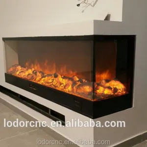 (En forma de L 2 de 3 lados) de diseño moderno chimenea eléctrica