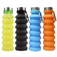 Vendita calda del silicone pieghevole della bottiglia di acqua con logo personalizzato bottels per lo sport