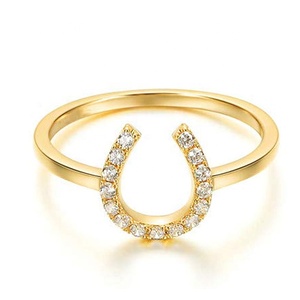 Valeur 925 Cz Sterling Silver Gold Horseshoe Ring anneaux bijoux femmes - Product Image 5