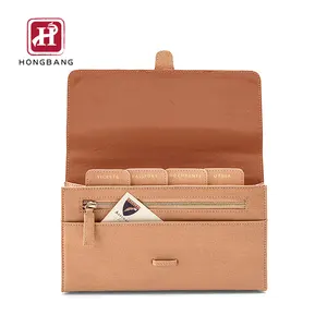 Multi-function organizer real leather travel wallet passport holder wallet with zipper pocket