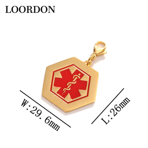 LOORDON Pendentif médical en acier inoxydable poli or - Product Image 2