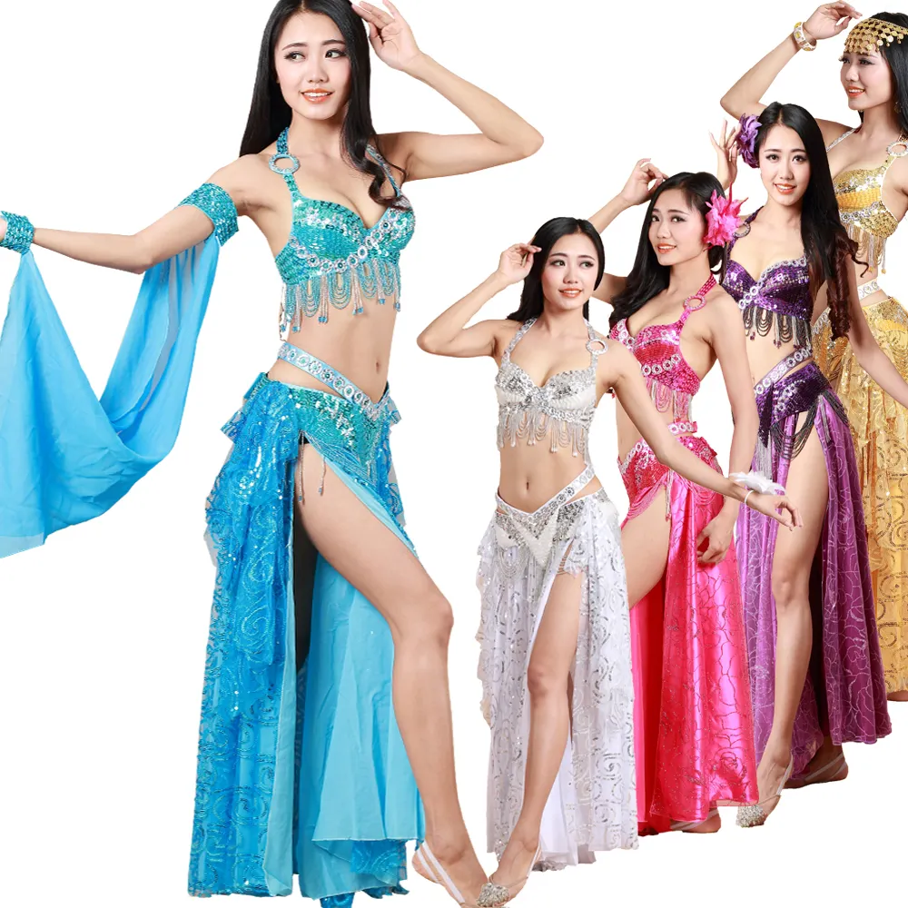 36B-40B 3 pieces ladies egyptian belly dance costumes with sequins