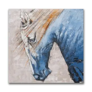 Abstract Wall Arts Blue Horse Painting On Canvas For Home Decor