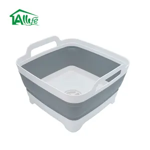 플라스틱 분배 할 Tub 작은 와 드레인 Collapsible 식품 여과기 DishPan 소 쿠 넘 다 싱크 분배 할 배수구