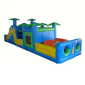 Palm tree Tropical cheap price inflatable bouncer obstacle course race run farm sports game for children