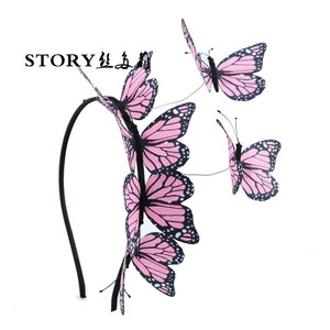 Diadema <span class=keywords><strong>de</strong></span> Mariposa Rosa Monarca del Bosque para Niñas y Adultas, Estilo Pin Up <span class=keywords><strong>de</strong></span> <span class=keywords><strong>Cuento</strong></span> <span class=keywords><strong>de</strong></span> Hadas - Product Image 1