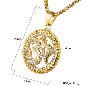 Commercio all'ingrosso 18 K Placcato Oro di Cristallo Ohm <span class=keywords><strong>Om</strong></span> Collana Segno Yoga Cerchio di Fascini Del Pendente - Product Image 2