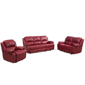 Oturma odası kanepe renk Rojo Vermelho elektrikli Set deri Reclliner Reclinable kırmızı Recliner kanepeler