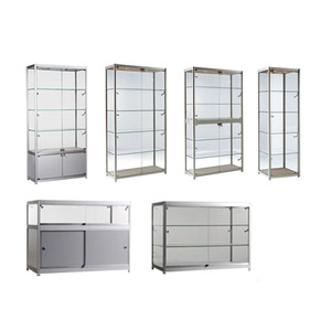 Hot sale factory price fashionable mall kiosk aluminum store jewelry glass display cabinet showcase square round