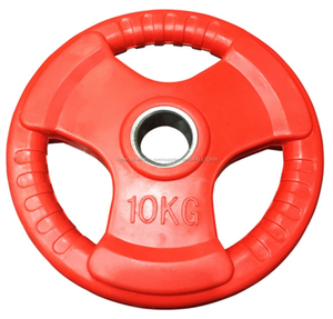 Three rubber grip PLATES disc weight gym <span class=keywords><strong>BAR</strong></span> rubber encased 2 "hole - Product Image 5