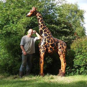 Grande sculpture d'animal en bronze, décoration de jardin, girafe en métal - Product Image 1