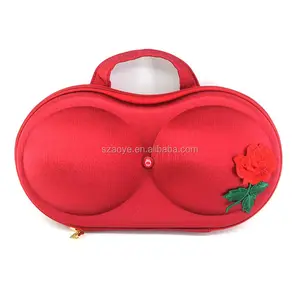 Funda de viaje para sujetador de mujer, conjunto de ropa interior, bolsa de prendas de vestir tejida de color rojo o personalizado, Rosace, ABRAC001 AOYE