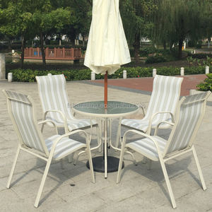 Tất Cả Thời Tiết Bằng Chứng Cà Phê Nâu 5 Mảnh Ngoài Trời Vườn Ban Công Nhôm Sling Patio Đồ Nội Thất Vòng Kính Bàn Ăn Ghế Đặt - Product Image 5