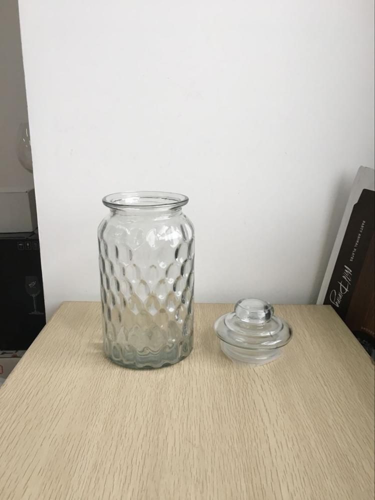 Custom Embossment Tea Coffee Food Healthy Glass Storage Jar With glass Lid