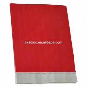 Bracelets en papier Tyvek rouges jetables personnalisés 1070 pour cadeaux de mariage et événements - Product Image 3