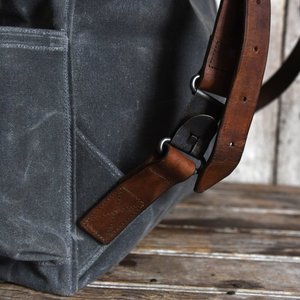 Wholesale Men's Backpacks Vintage Mens Wax Canvas Backpack Fashion Men's <strong>Travel</strong> <strong>Rucksack</strong> - Product Image 6