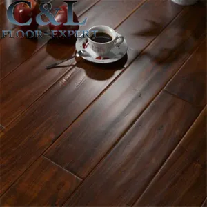 Moka couleur préfini UV vernis D'acacia gratté à la main solide plancher de bois franc