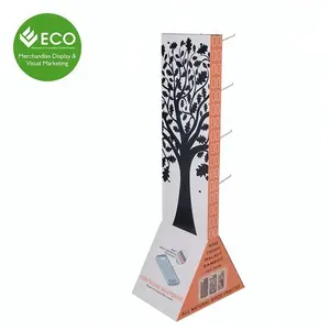 Wholesale 2 Sided Stable Custom Pattern Cardboard Hanging Hook Display Stand for Retail Store