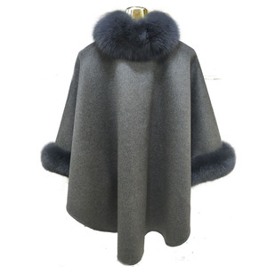 Nuovi Poncho Invernali da Donna in Lana con Bordo in Pelliccia di Volpe, Mantella in Vera Pelliccia, Scialle in Pelliccia - Product Image 2