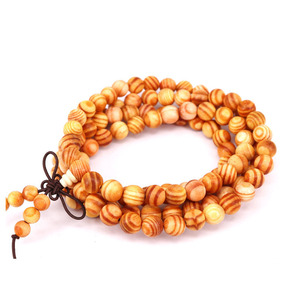 Pulsera de cuentas de mala para meditación y yoga, madera dorada tibetana, 108, 6mm