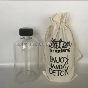 Small, Medium & Big Sizes Easy To Carry Leisure Style Single Layer Pyrex Glass Water Bottle