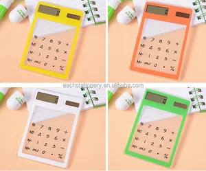 Hot koop goedkope prijs rekenmachine solar Creatieve student briefpapier mini ultradunne transparante Calculator