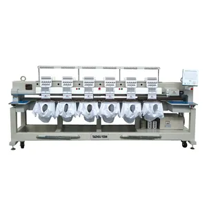 High quality 6 head Flat Cap+t-shirt+tubular embroidery machine